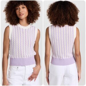 KITRI Marley Crochet Knit Top in Lilac Stripe | Size XS